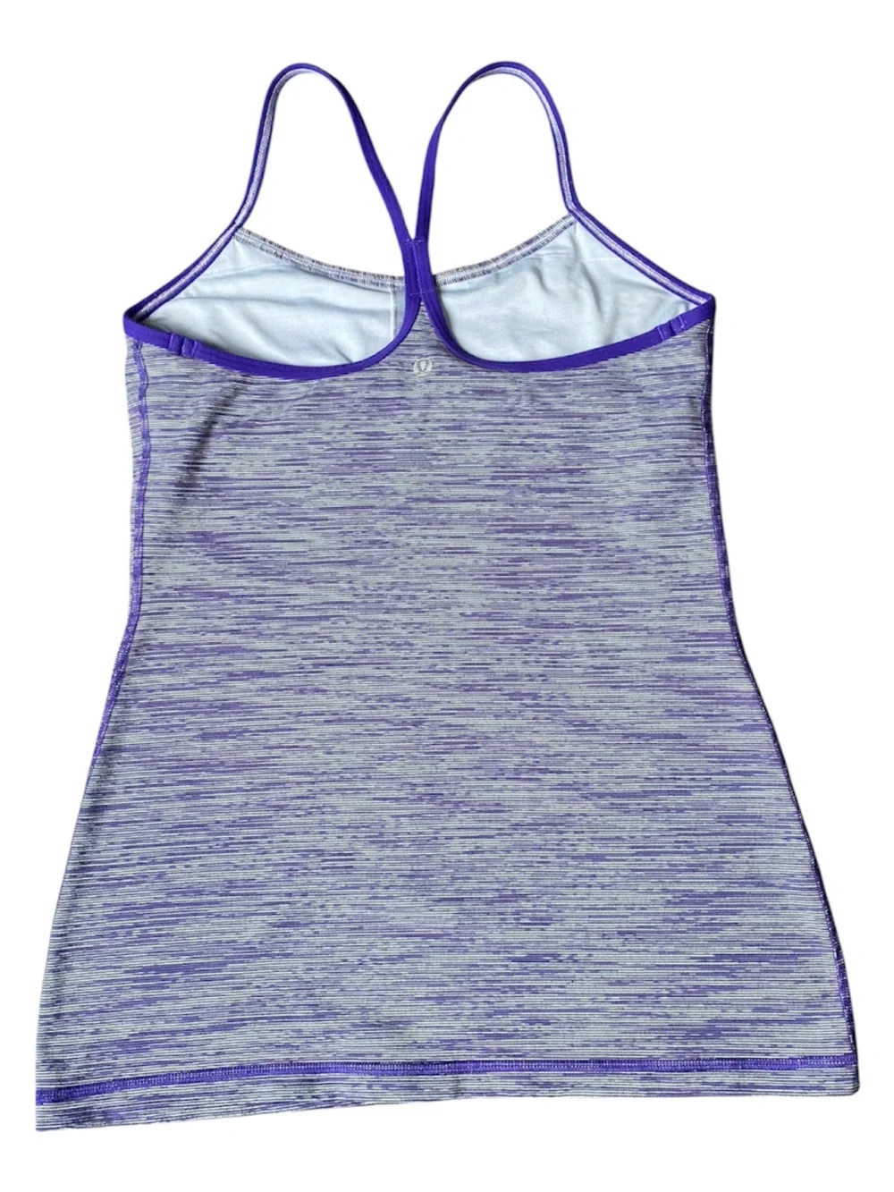 Lululemon Power Y Tank Top Purple Space Dye Heathered Built-In Shelf Bra Size 8